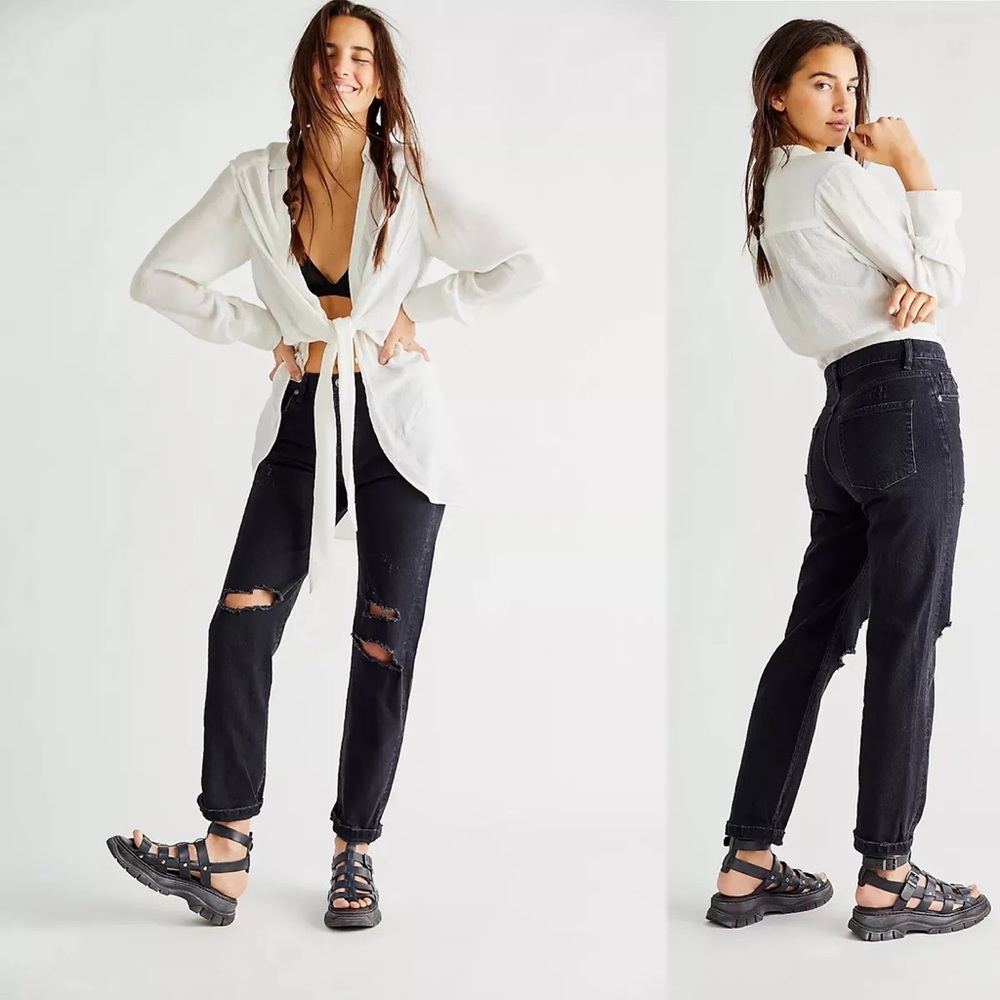 Free People Bren Boyfriend Jeans black